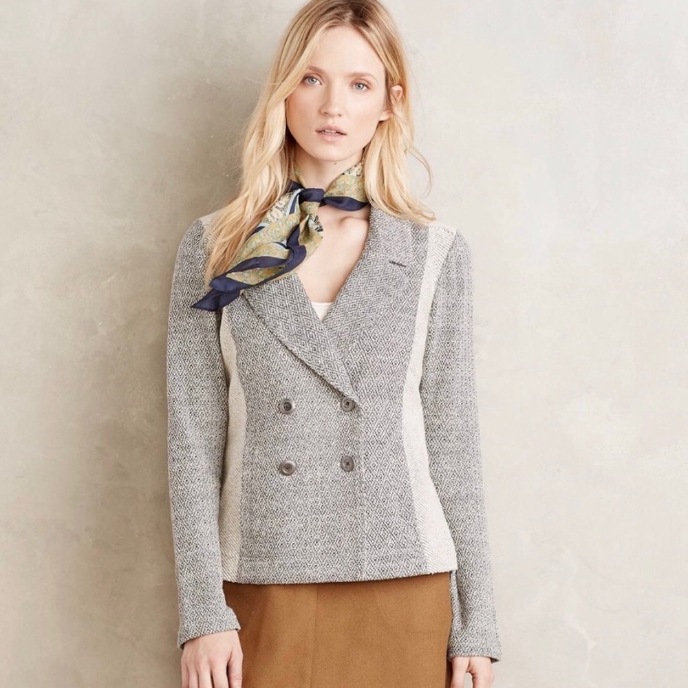 Anthropologie Saturday Sunday Milica Gray Two Tone Knit Blazer Jacket